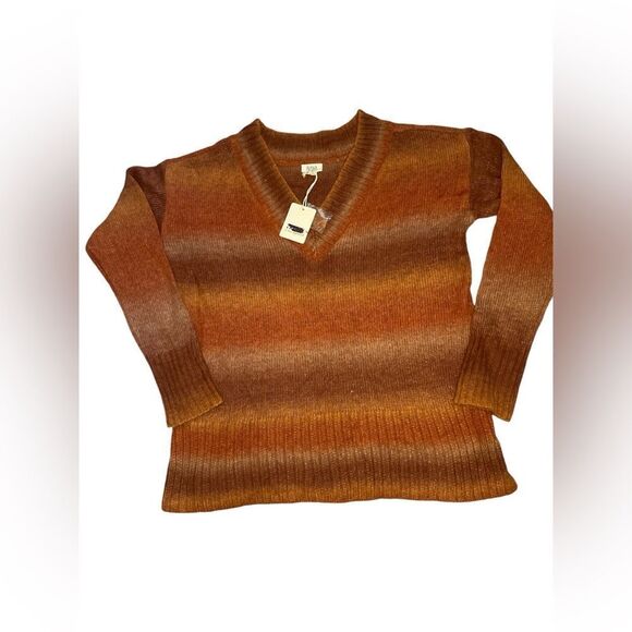 a.n.a. Sweater Womens Large Pullover Knit V-Neck Orange Long Sleeve, size L - Picture 1 of 6